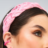 Diadema Perlas Tejido Trenza Rosada Primavera - Bambú Rosa Joyas y Accesorios